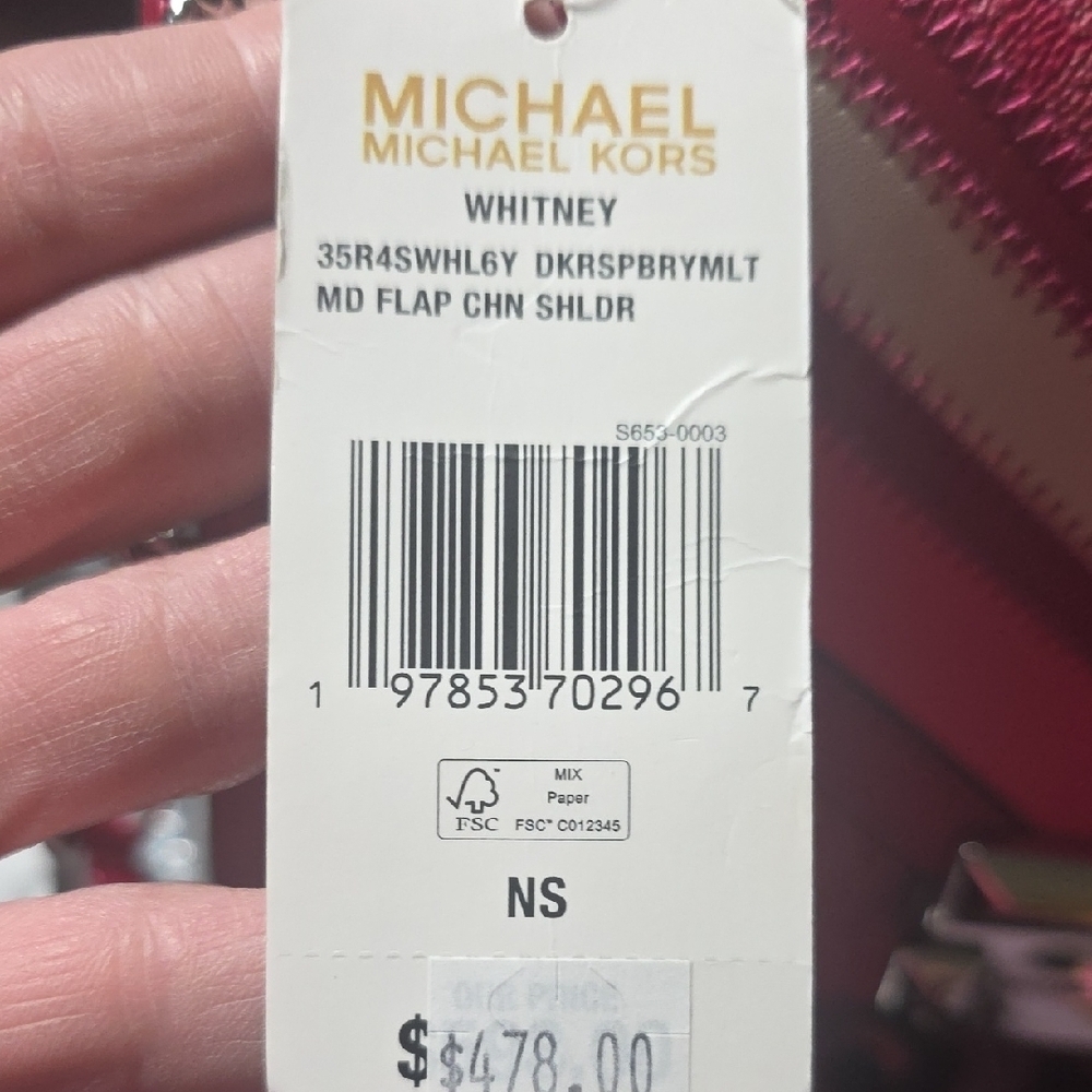 Michael Kors Whitney Medium Flap Chain Shoulder Bag — Dark Raspberry Multi — NWT image 7